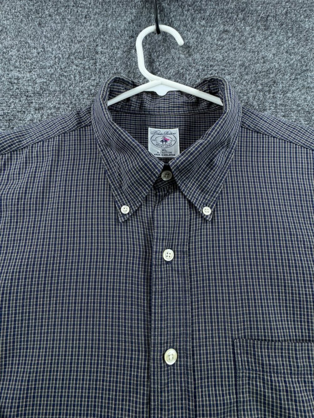 Brooks Brothers Blue Beige Check Button-Down All Cotton XL Long Sleeve Shirt
